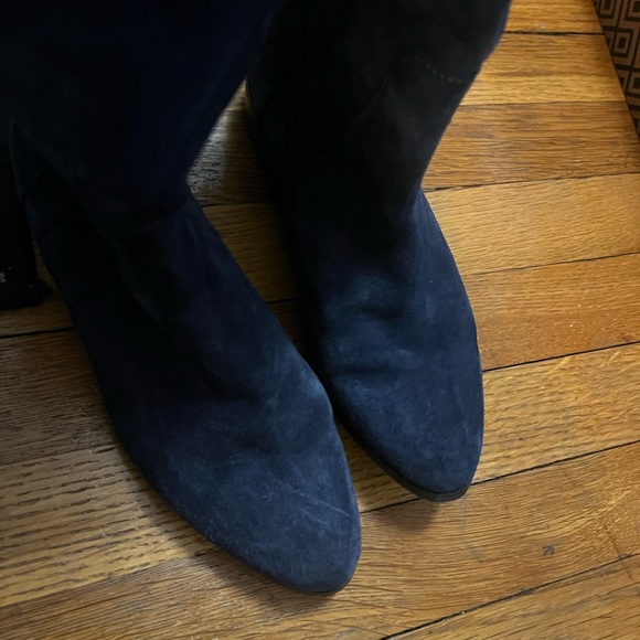 Blue suede knee boots - Picture 8 of 14